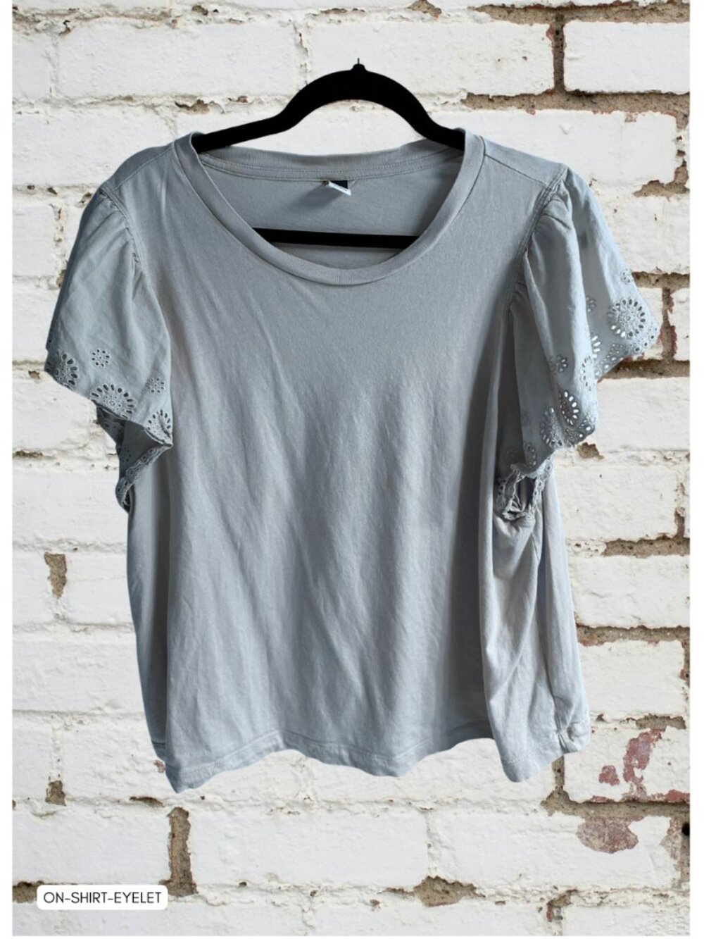 Old Navy | Baby blue short fluttter sleeved shirt with eyelet detailing